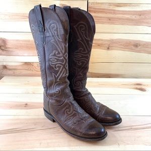 Lucchese 1883 pull up brown leather cowboy boots 9